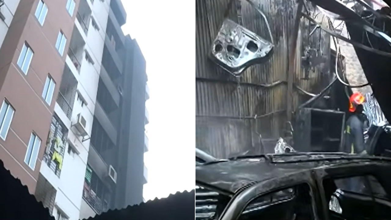 নদ্দায় আগুনে পুড়ল গাড়ির গ্যারেজ, অল্পের জন্য রক্ষা পেল পাশের ভবন